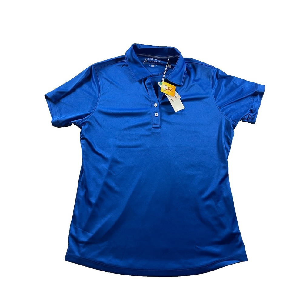 Bermuda Sands Women's Blue Golf Polo Shirt UPF 50+ Golf Spring Summer Sz M